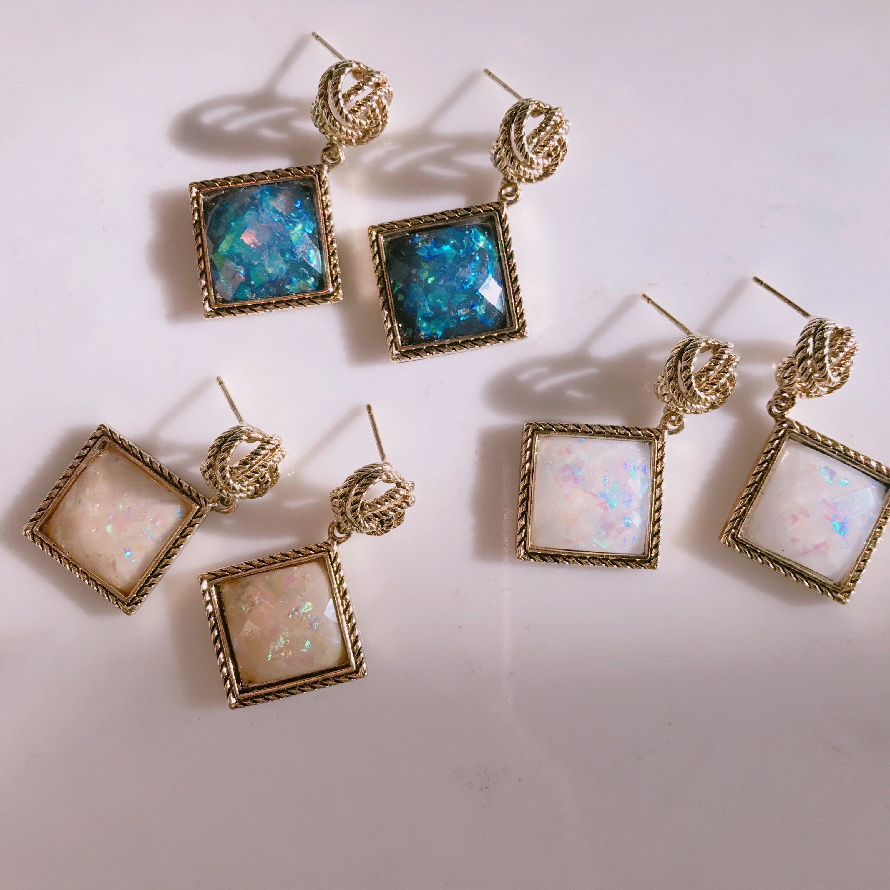 Yngong Opal Square Antique Earrings Antique Earrin