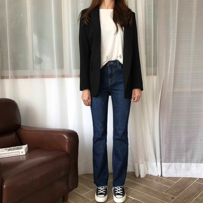 Women Jeans Pants Hankai Basic Slim Jeans Long Boo