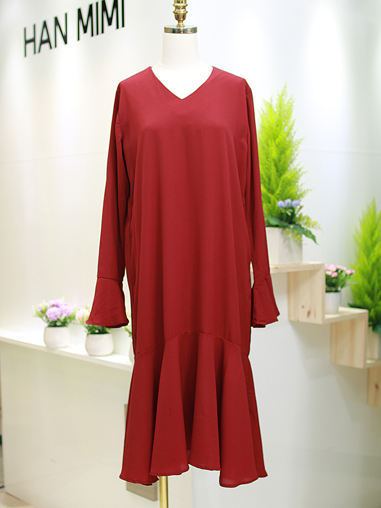 Feminine Autumn Chiffon Dress One-Piece Tie Tie On