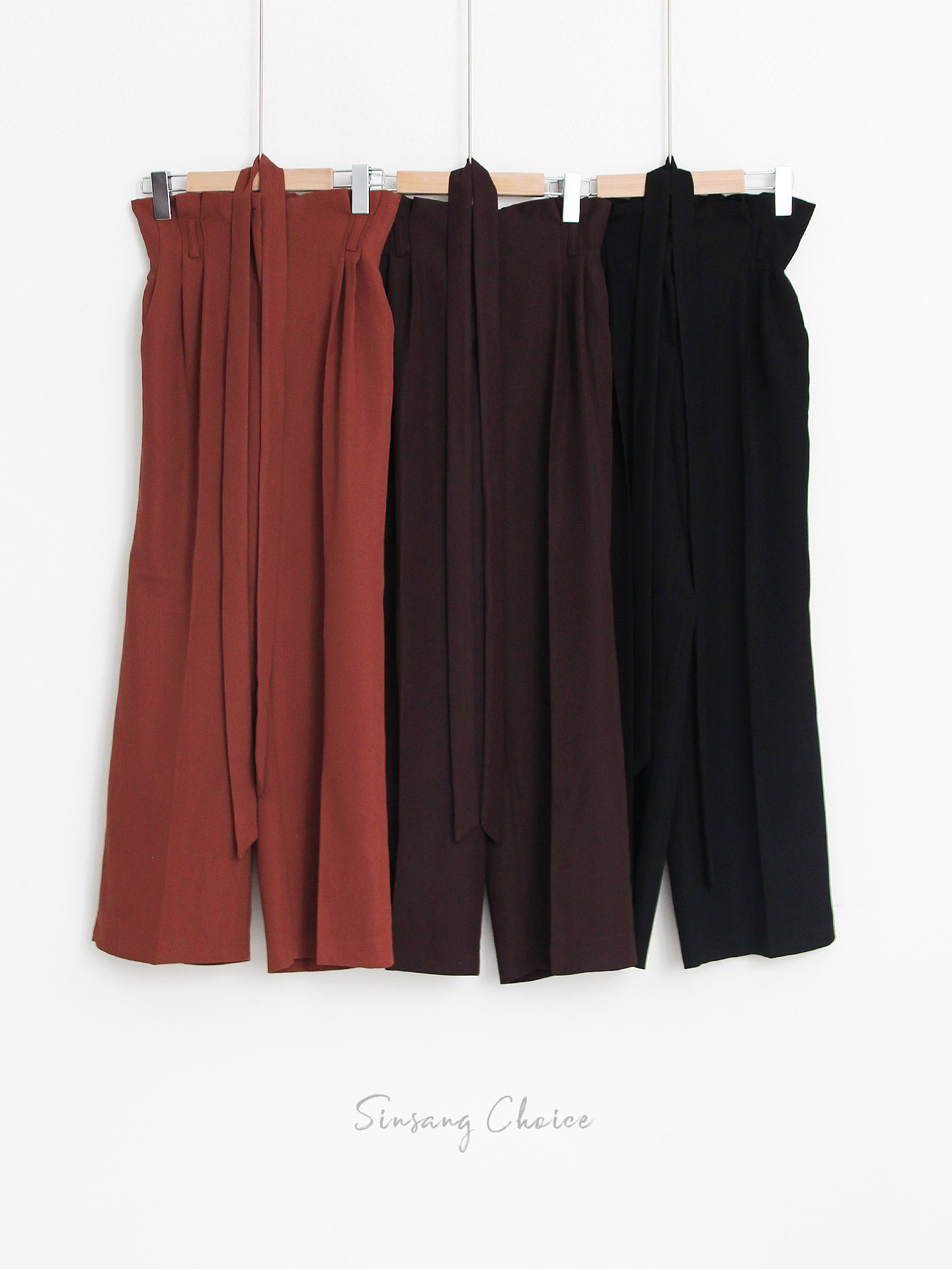 New Women's Pants High Waist Ribbon Slacks Pant