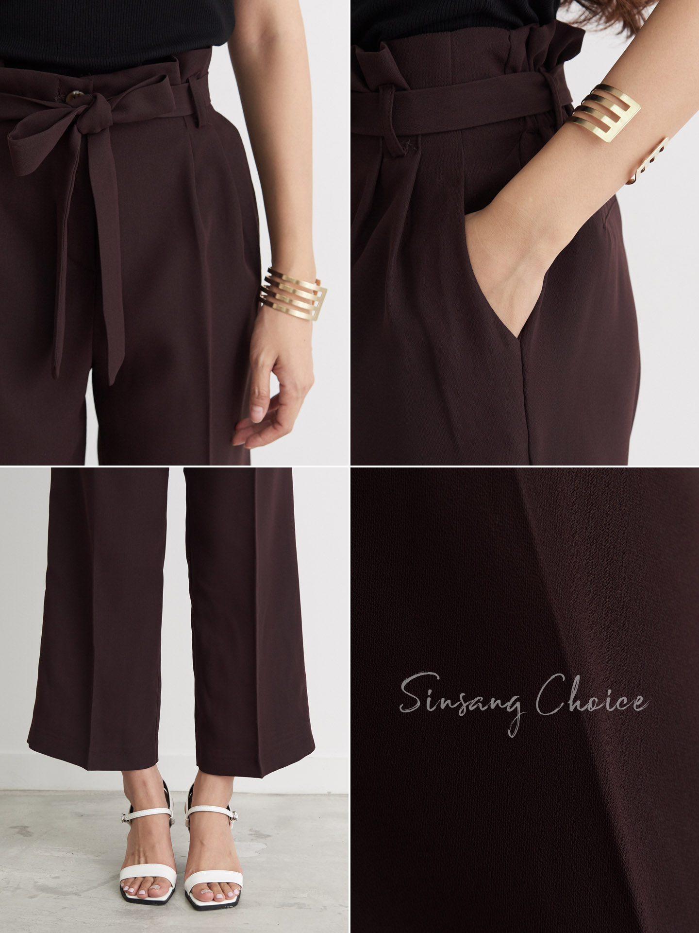 New Women's Pants High Waist Ribbon Slacks Pant