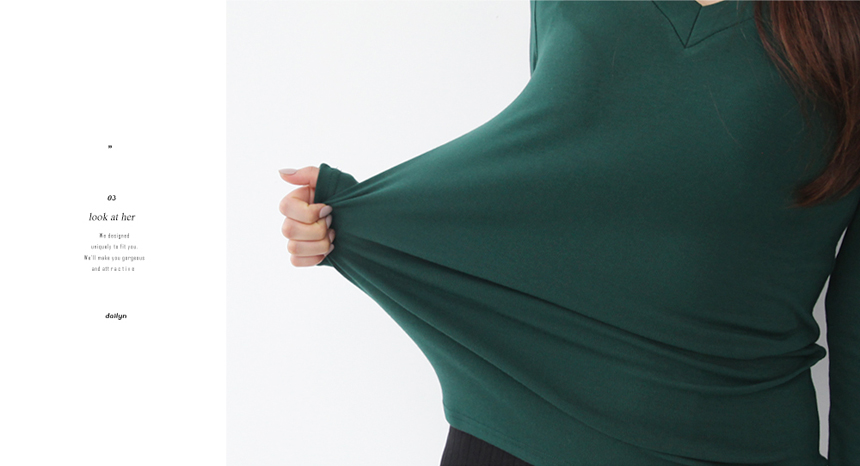 Plus V-Neck Plain T-Shirts Ruzupet Basic Autumn Ba