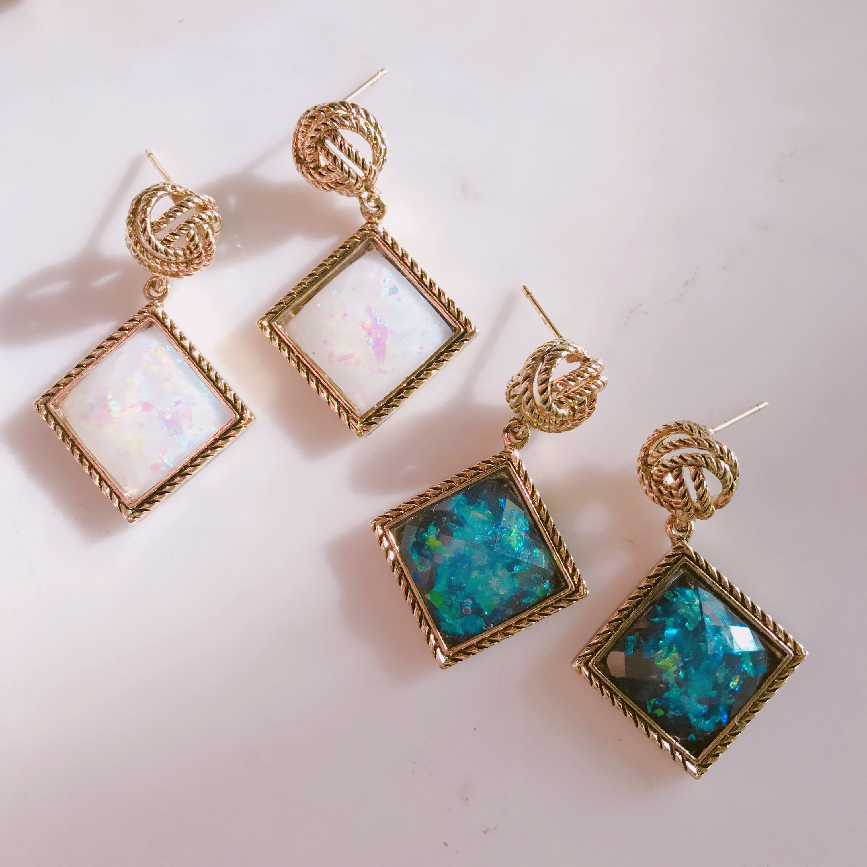 Yngong Opal Square Antique Earrings Antique Earrin
