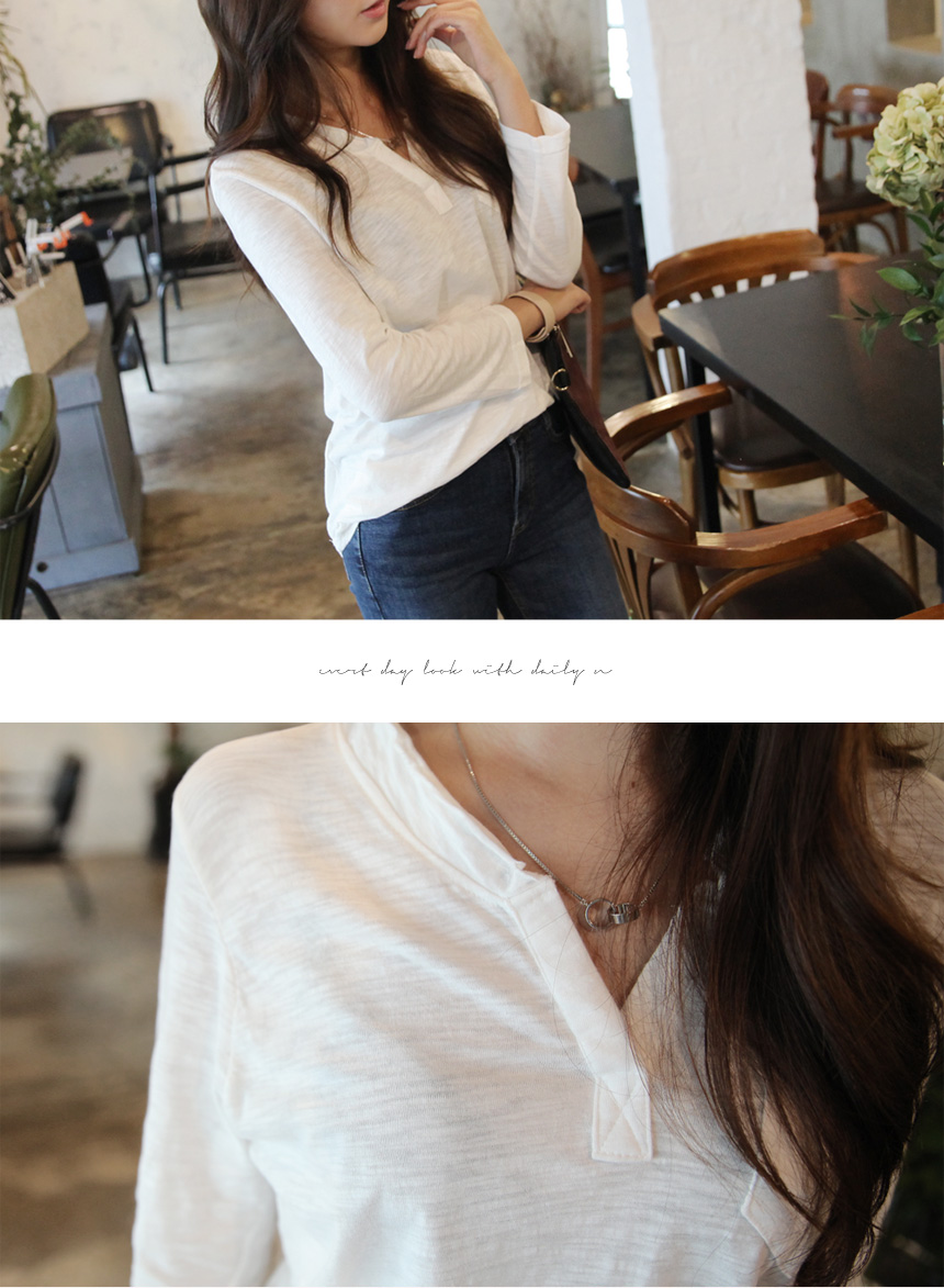 V-neck Women's Slab T-shirt Women's Fall Nit