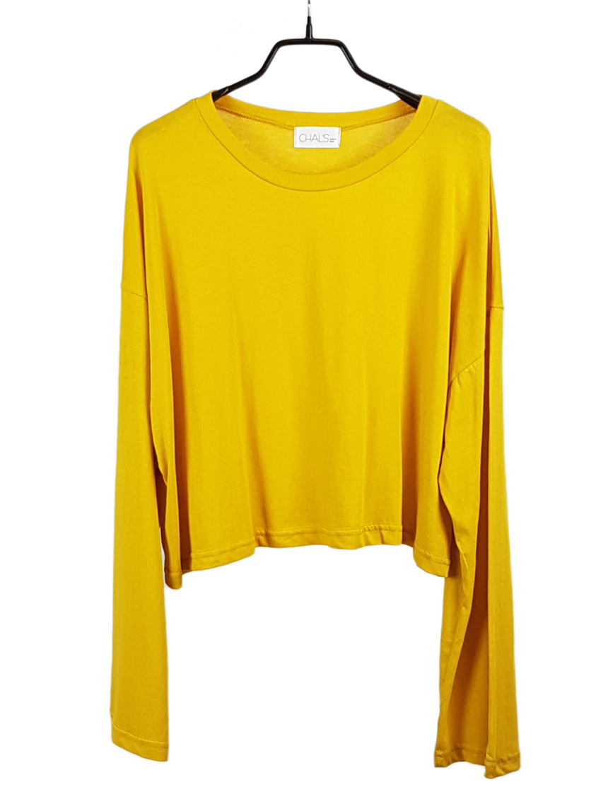 Plain 8800 Basic Crop Long Sleeve Tee 6color Holly