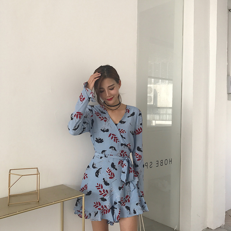 Maid Jay Autumn Leaves Chiffon Frill Sleeveless Wr