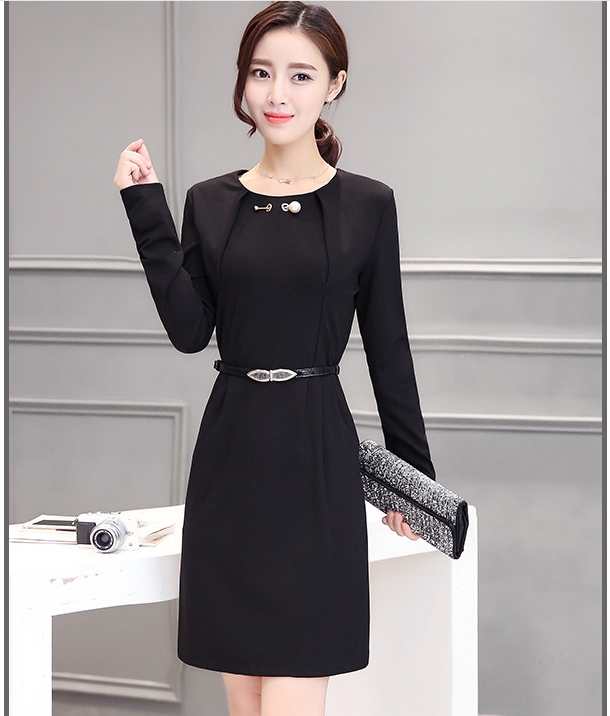 B10156 Autumn Chiffon Dress Elegant One Piece Work