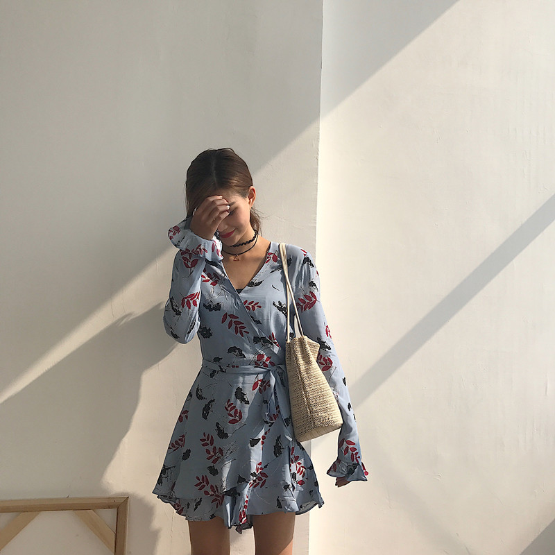 Maid Jay Autumn Leaves Chiffon Frill Sleeveless Wr