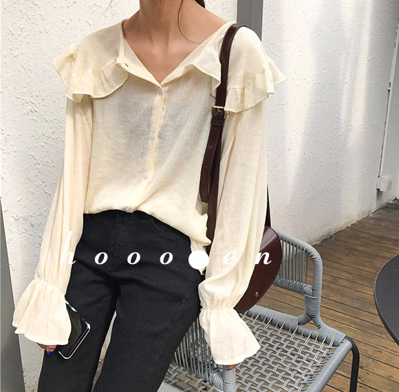Women Blouses Sleeveless ruffle black white check 