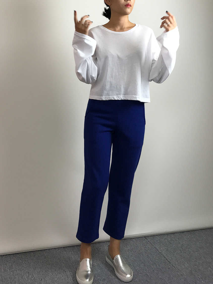 Plain 8800 Basic Crop Long Sleeve Tee 6color Holly