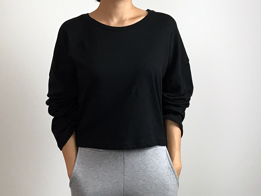 Plain 8800 Basic Crop Long Sleeve Tee 6color Holly