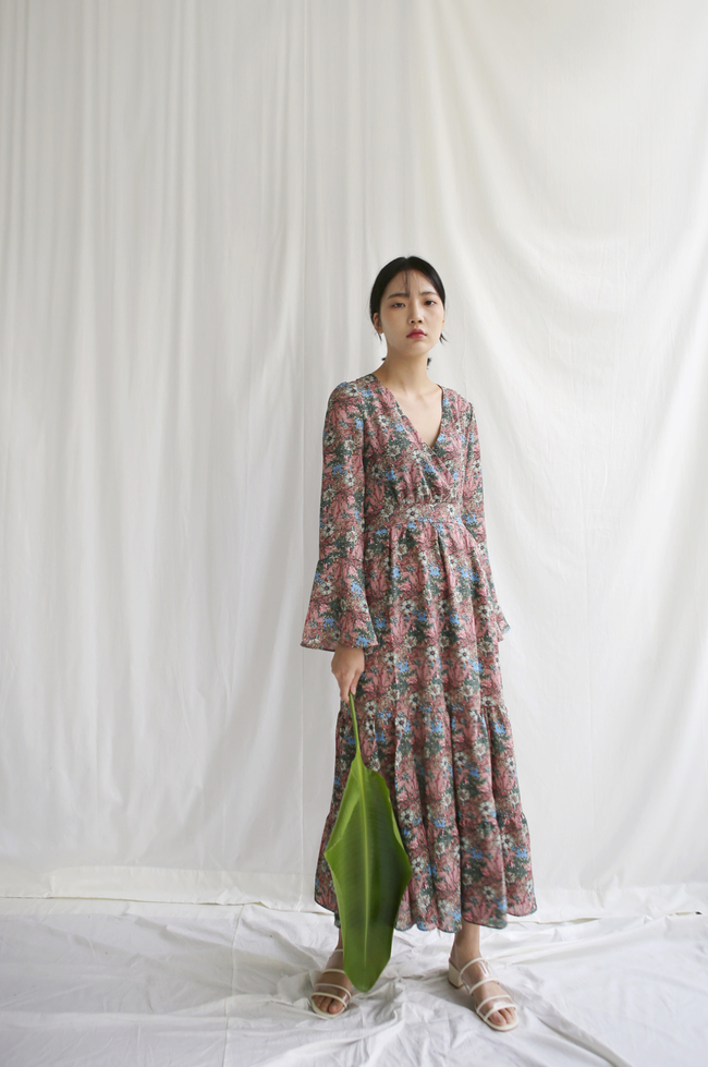 New Women Dress Flower Lap Long Dress 2color Flora