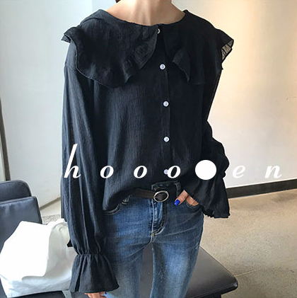 Women Blouses Sleeveless ruffle black white check 