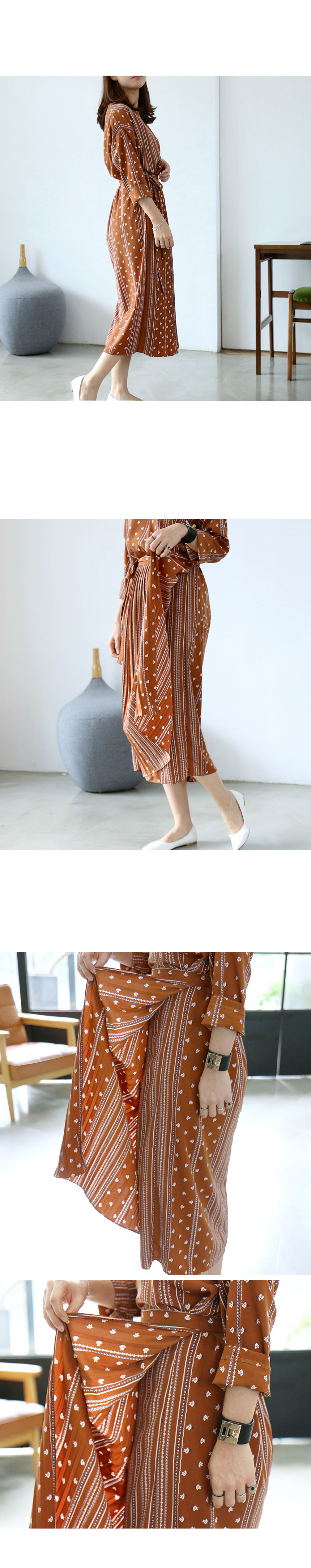 Pretty pleated wrinkled lap skirt Autumn-colored d