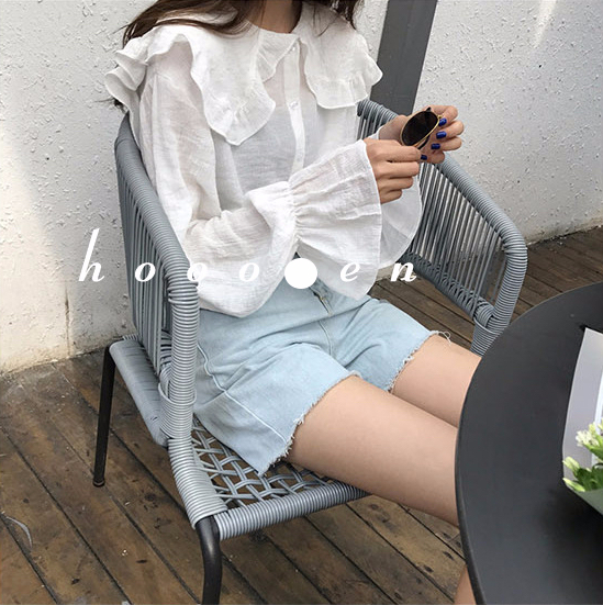 Women Blouses Sleeveless ruffle black white check 