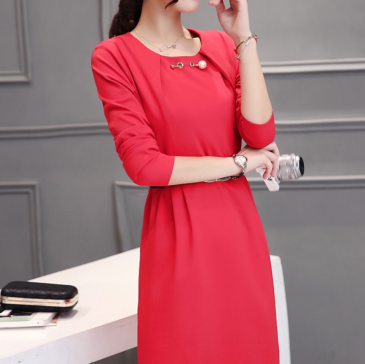 B10156 Autumn Chiffon Dress Elegant One Piece Work