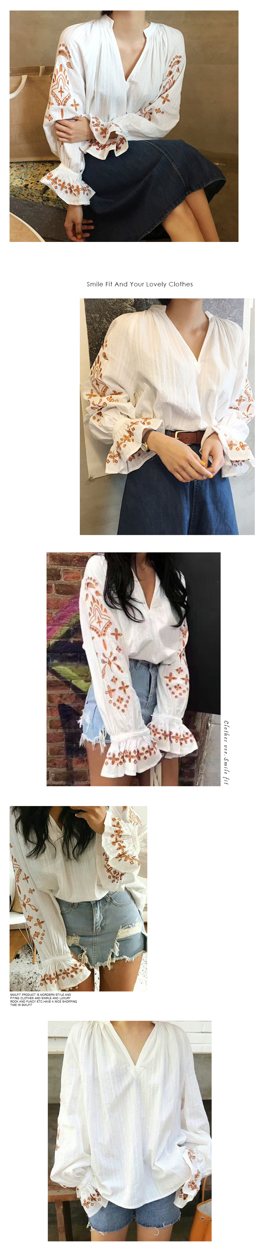 NEW FASHION LADY GIRL Blouse Puff Embroidery Sleev