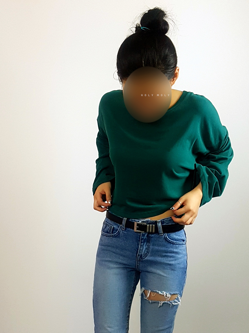 Plain 8800 Basic Crop Long Sleeve Tee 6color Holly