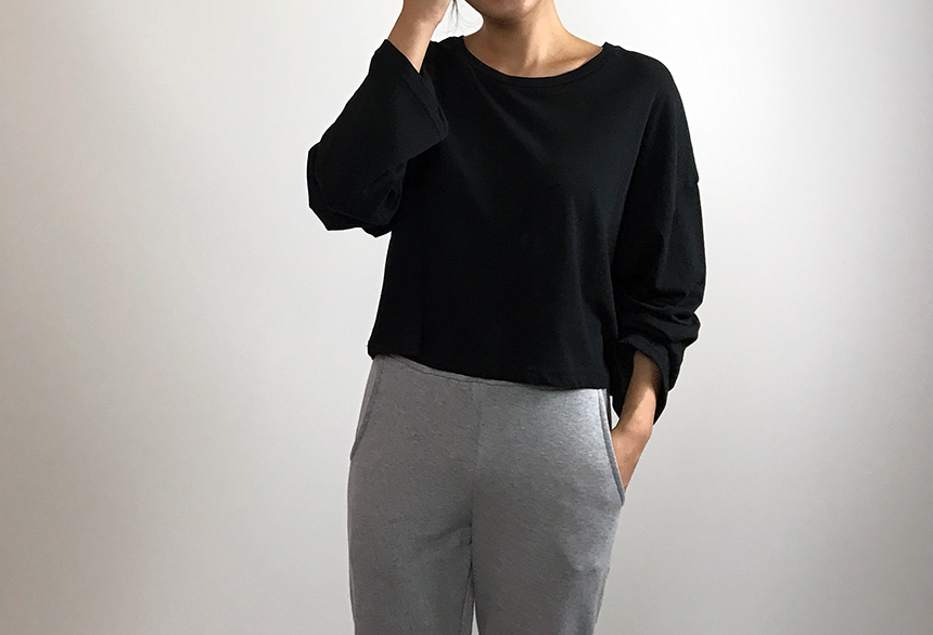 Plain 8800 Basic Crop Long Sleeve Tee 6color Holly