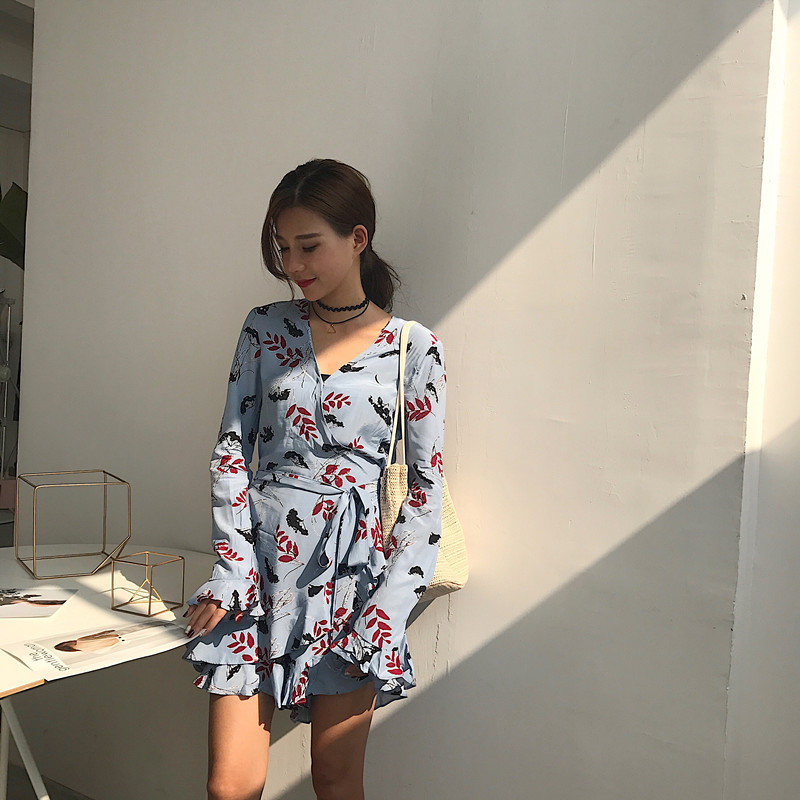 Maid Jay Autumn Leaves Chiffon Frill Sleeveless Wr