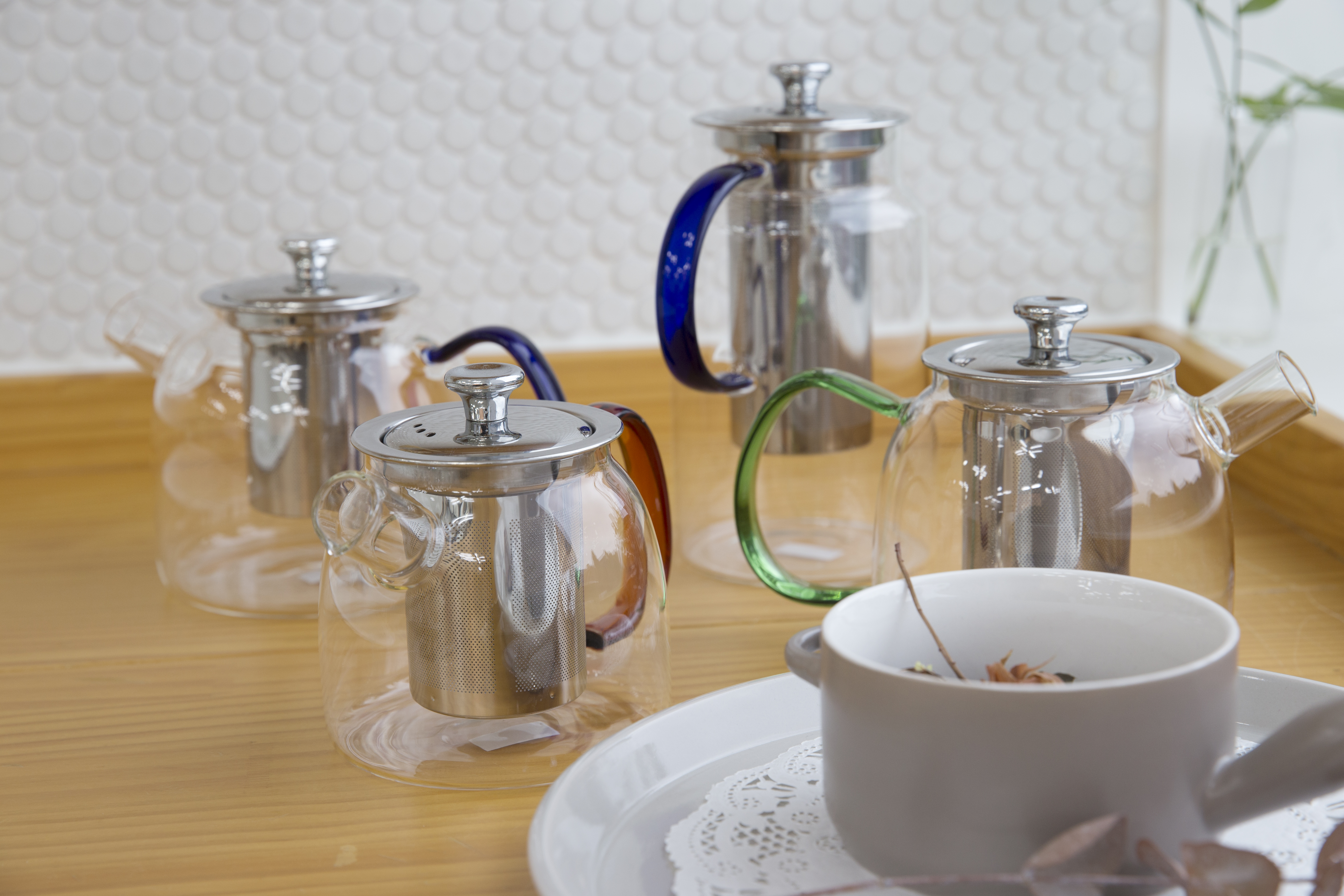 Italian heat-resistant glass tea pot teapot green 