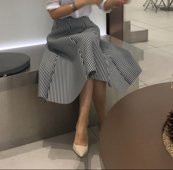 Flare A line bending striped skirt skirt customer 