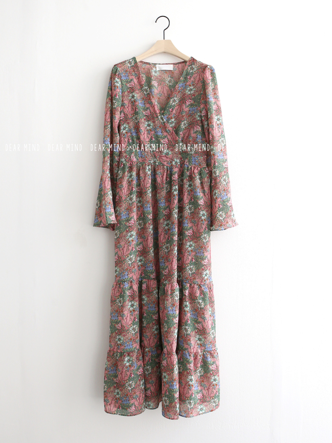 New Women Dress Flower Lap Long Dress 2color Flora
