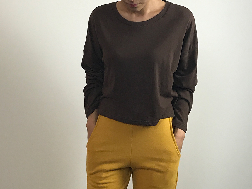 Plain 8800 Basic Crop Long Sleeve Tee 6color Holly