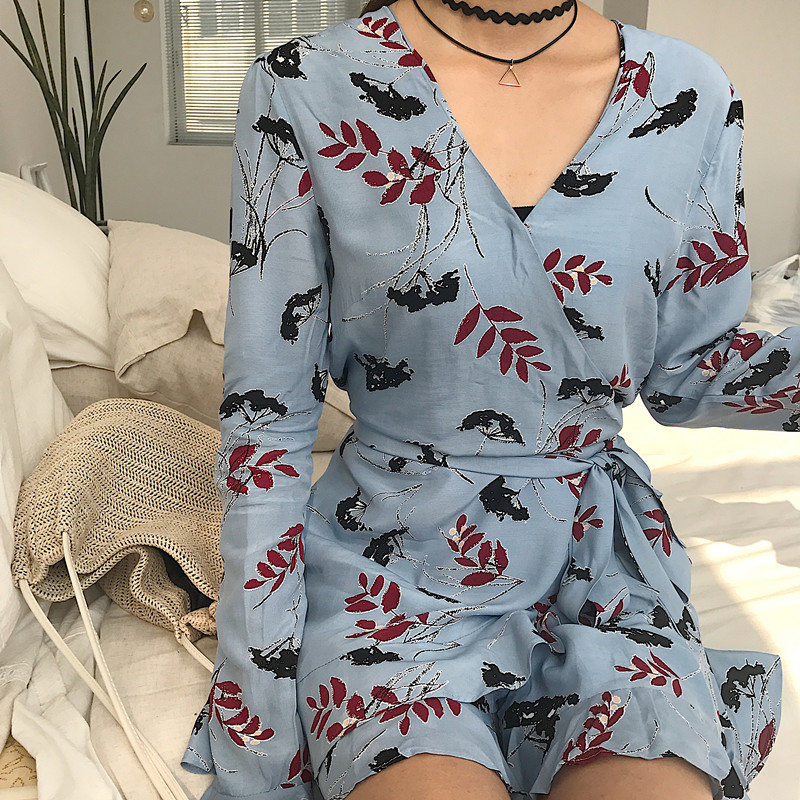 Maid Jay Autumn Leaves Chiffon Frill Sleeveless Wr