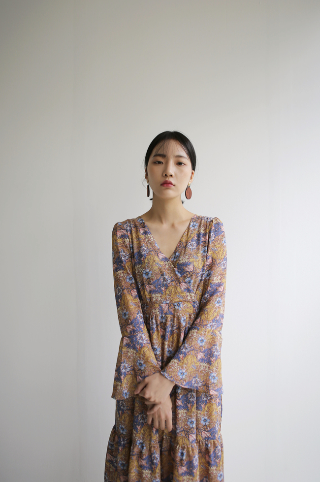 New Women Dress Flower Lap Long Dress 2color Flora