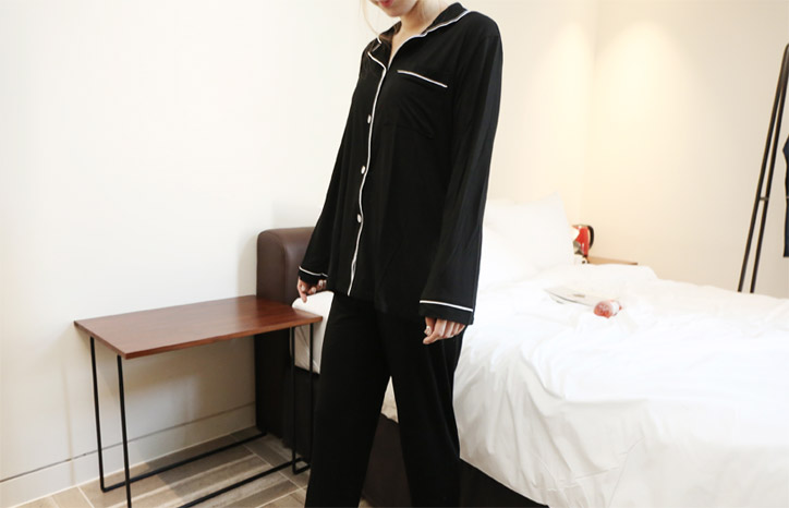 New Long-sleeved pajamas set plain pajamas fall pa
