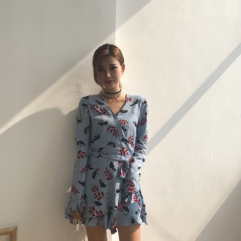 Maid Jay Autumn Leaves Chiffon Frill Sleeveless Wr