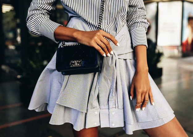 New Simple Striped Shirt Dress One-of-a-kind fashi