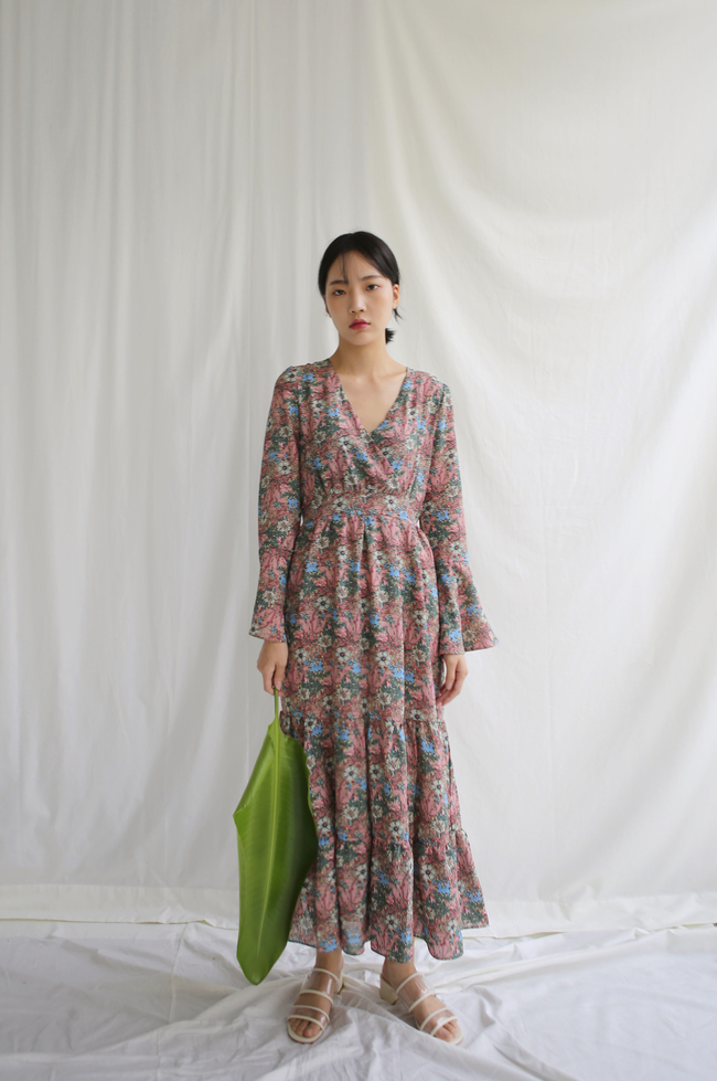 New Women Dress Flower Lap Long Dress 2color Flora