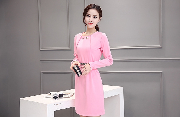 B10156 Autumn Chiffon Dress Elegant One Piece Work