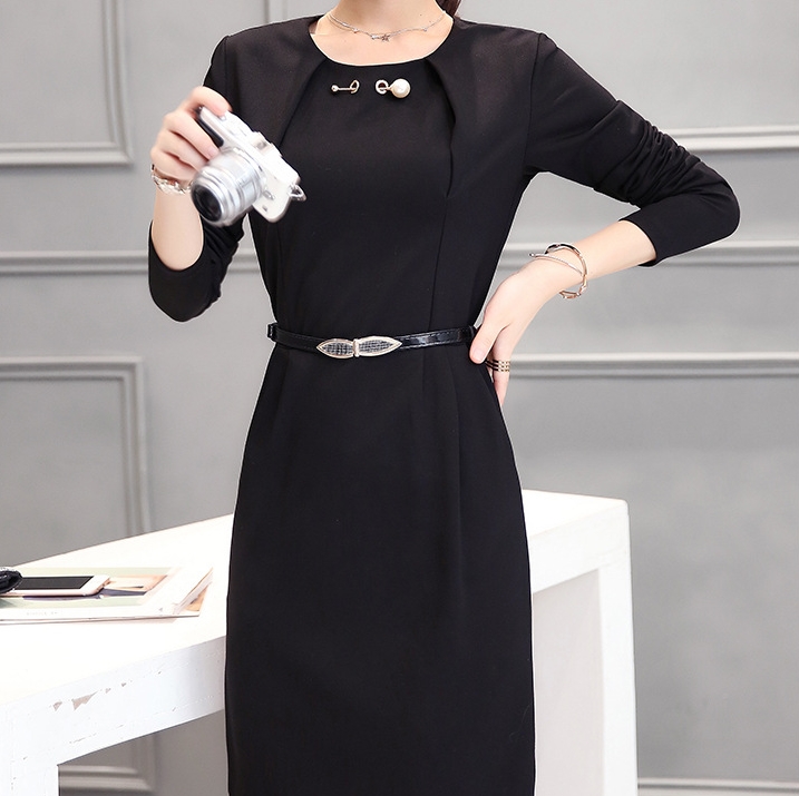 B10156 Autumn Chiffon Dress Elegant One Piece Work
