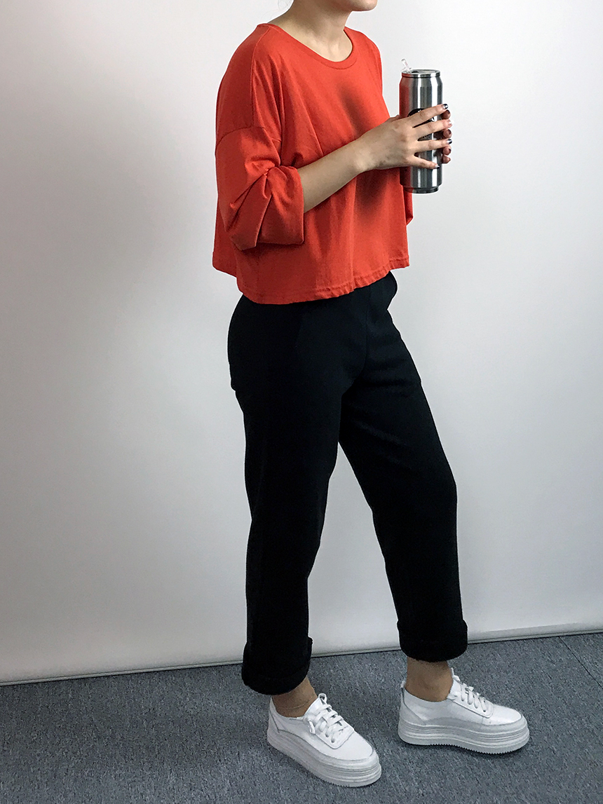 Plain 8800 Basic Crop Long Sleeve Tee 6color Holly