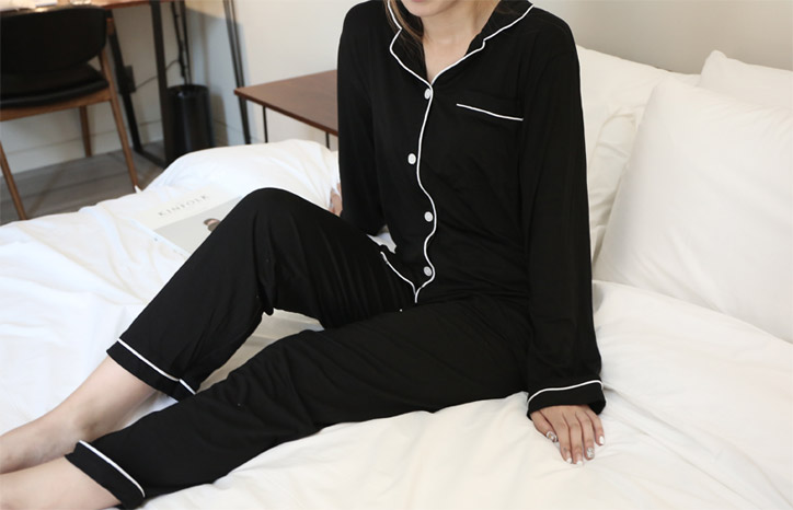 New Long-sleeved pajamas set plain pajamas fall pa
