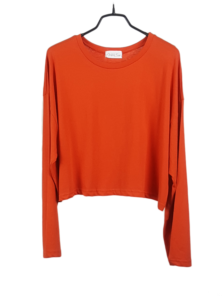 Plain 8800 Basic Crop Long Sleeve Tee 6color Holly