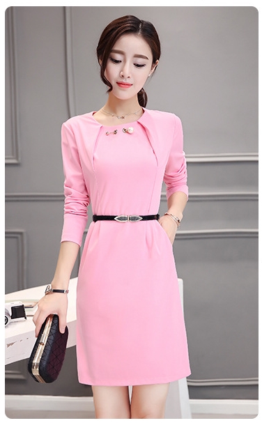 B10156 Autumn Chiffon Dress Elegant One Piece Work