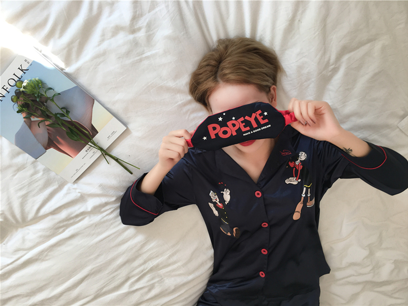 New Popeye long-sleeved dresses Couple silk pajama