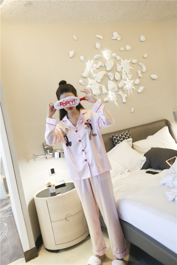 New Popeye long-sleeved dresses Couple silk pajama