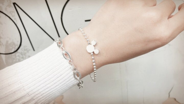 925silver Mickey Gundam line bracelet child availa