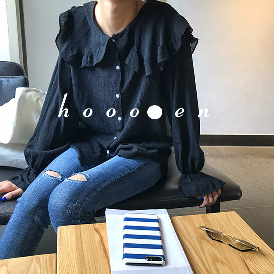 Women Blouses Sleeveless ruffle black white check 