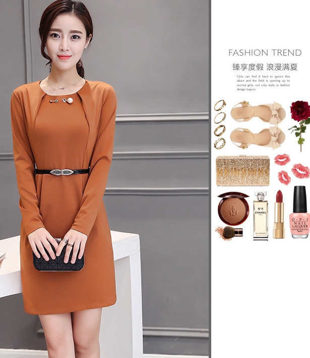 B10156 Autumn Chiffon Dress Elegant One Piece Work