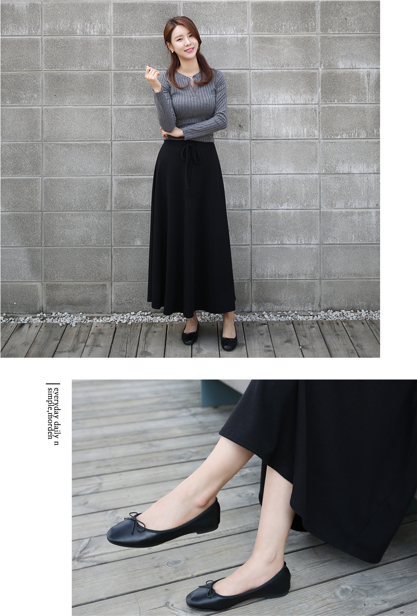 Dolce Ribbon Banding Skirt Flare Long Autumn Long 