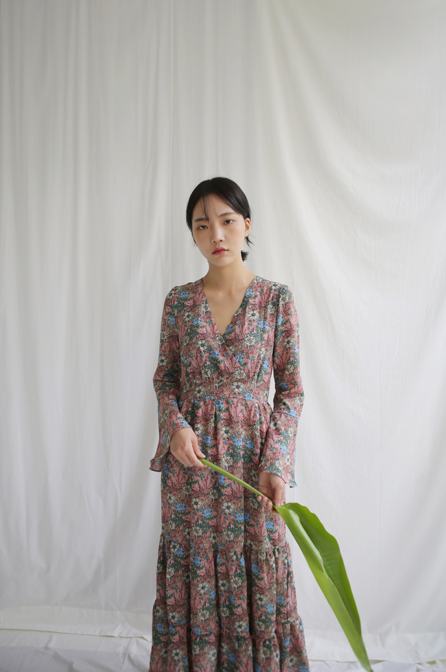 New Women Dress Flower Lap Long Dress 2color Flora