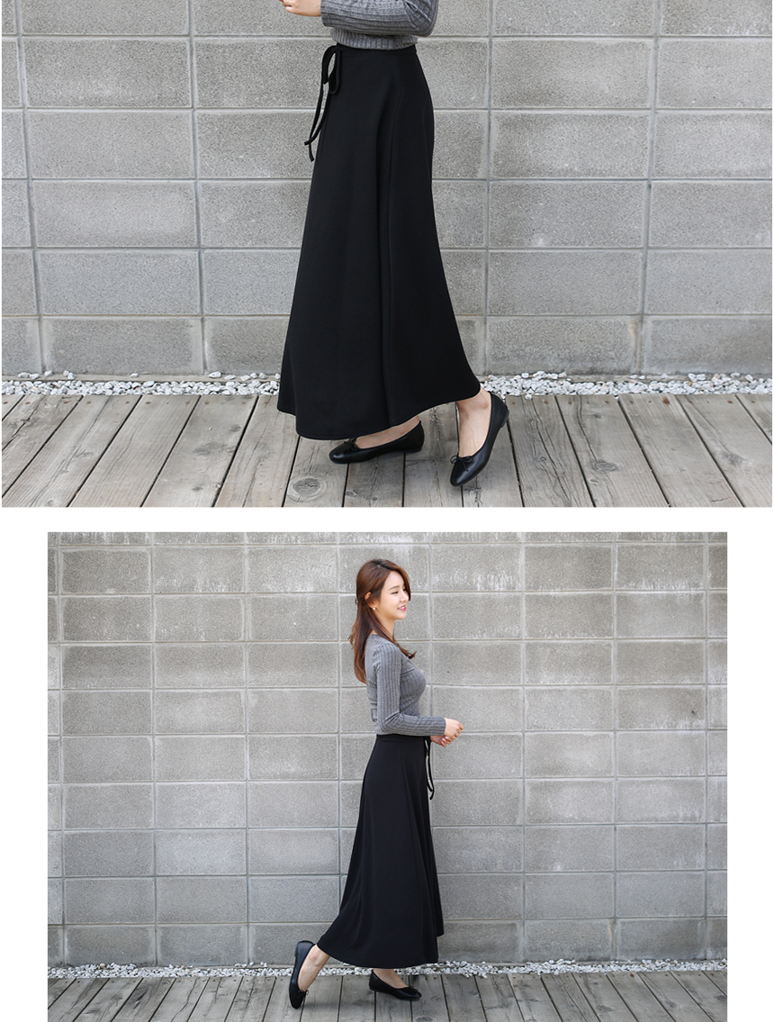 Dolce Ribbon Banding Skirt Flare Long Autumn Long 