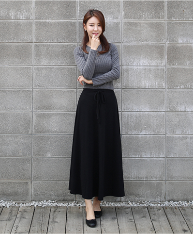 Dolce Ribbon Banding Skirt Flare Long Autumn Long 