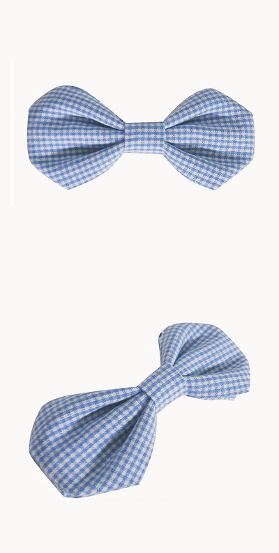 NEW HAIR CLIP HOOP Dongle Blue Check Ribbon Hairpi